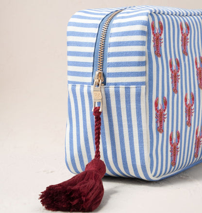 Lobster Stripe Canvas Printed Wash Bag