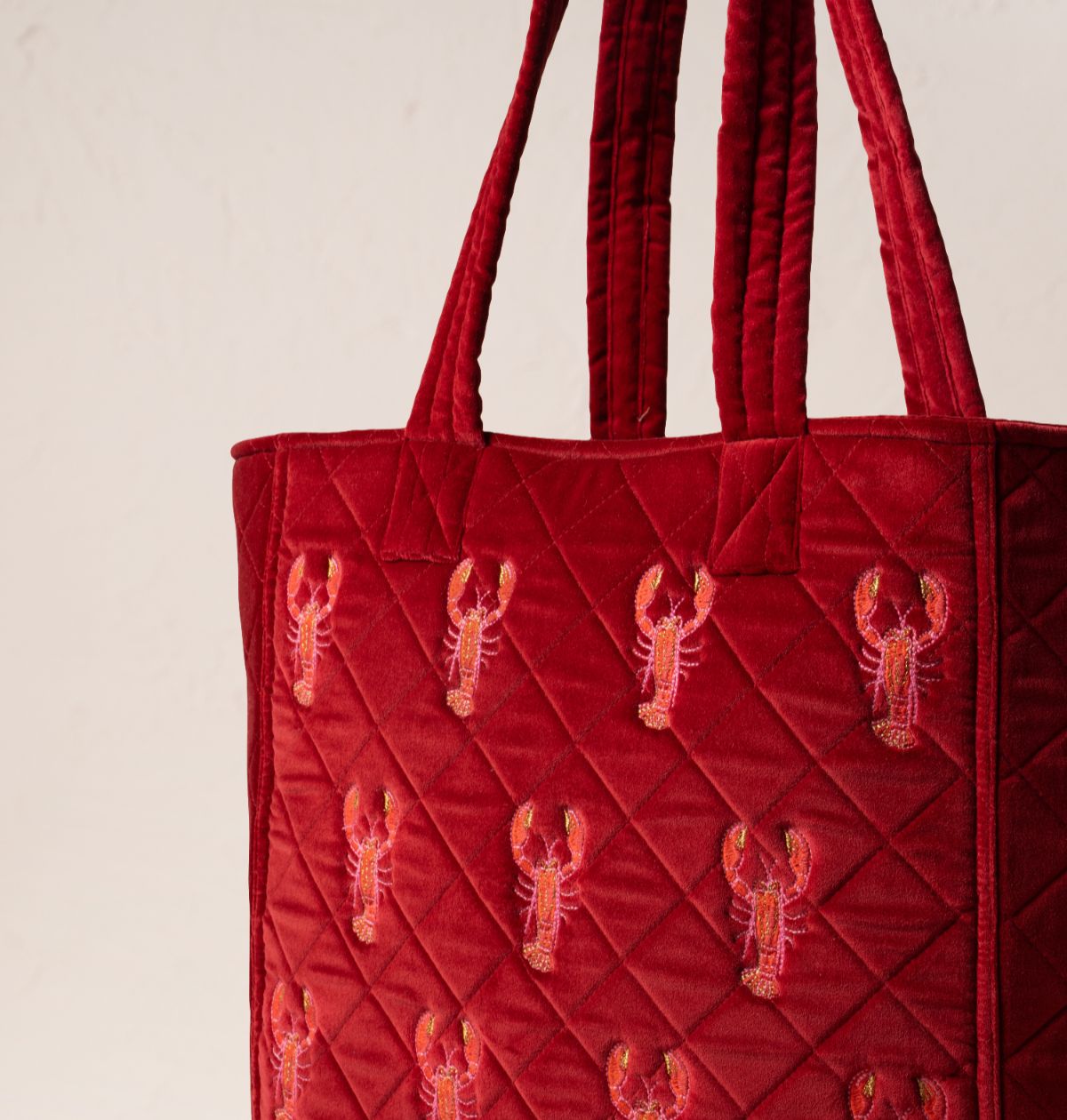 Lobster Velvet Tote