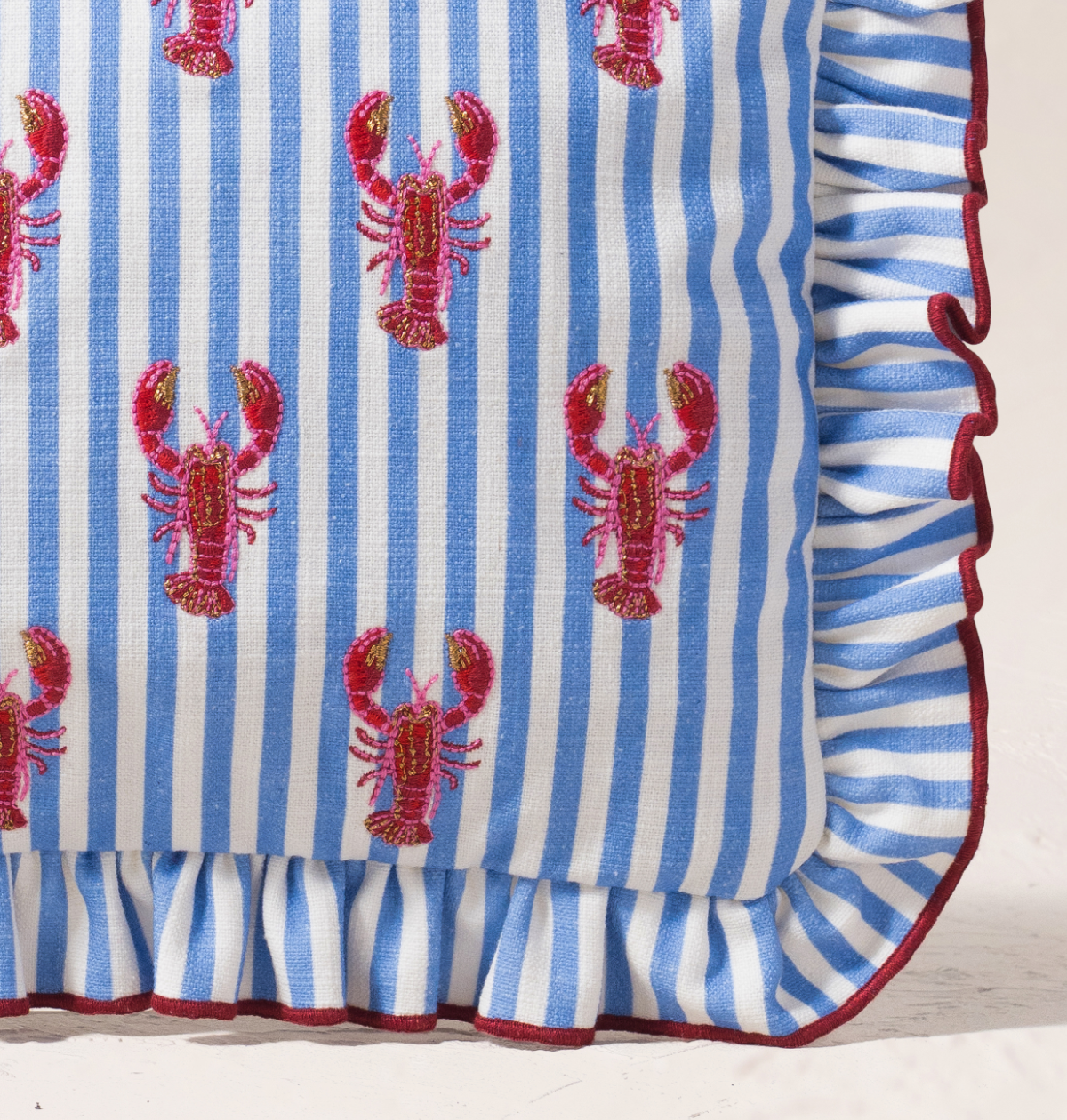 Lobster Stripe Canvas Printed Frill Pouch