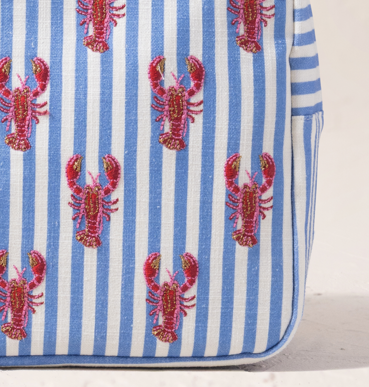Lobster Stripe Canvas Printed Wash Bag
