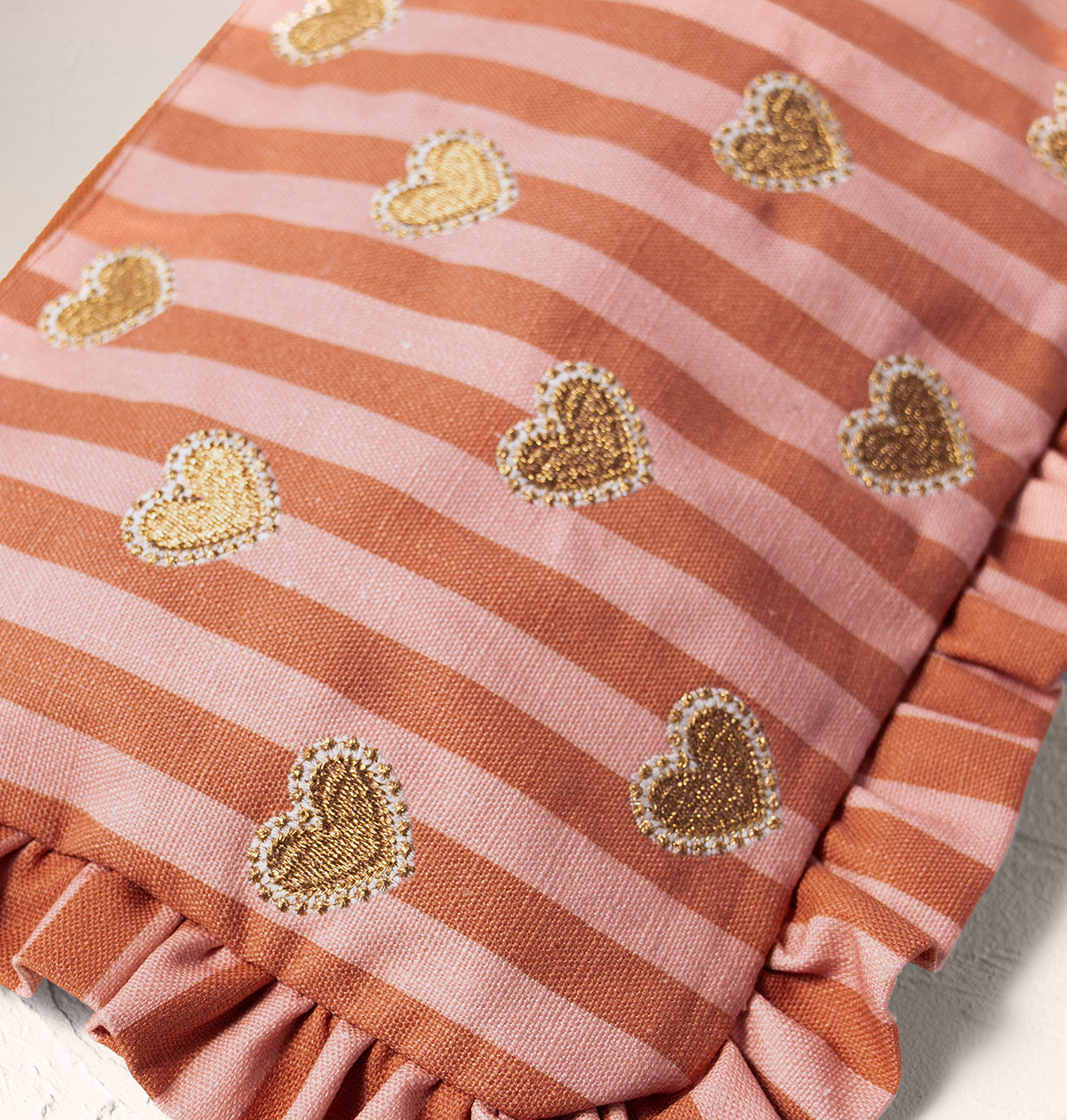 Love Hearts Striped Frill Pouch