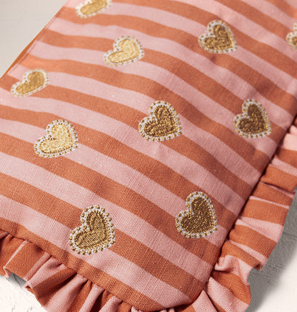 Love Hearts Striped Frill Pouch