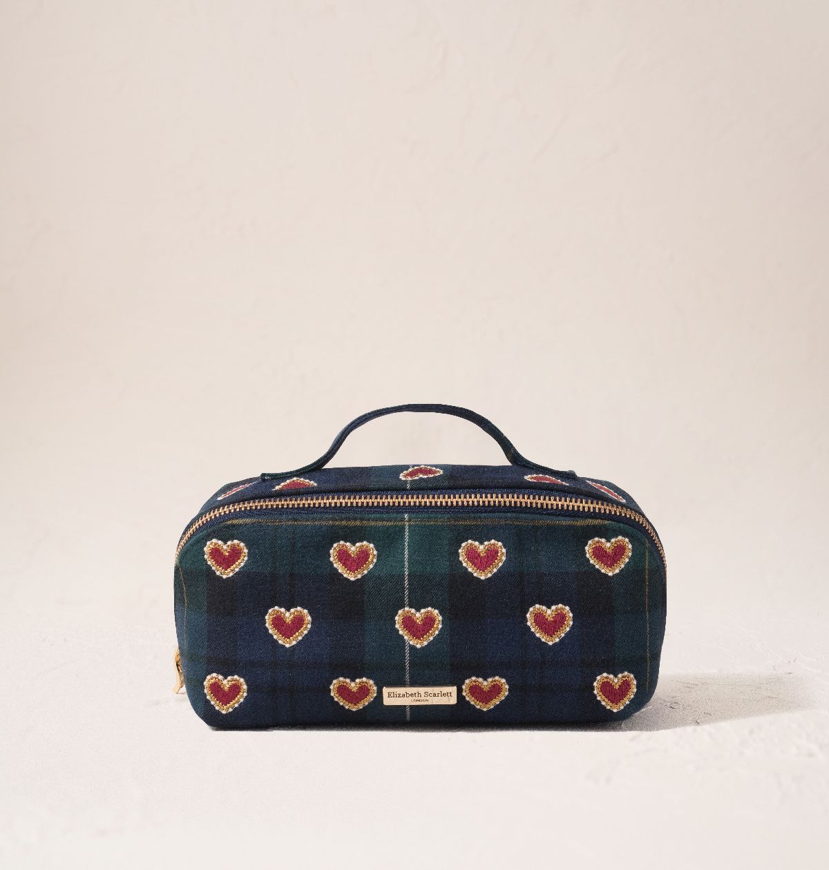 Love Hearts Tartan Open Flat Makeup Bag