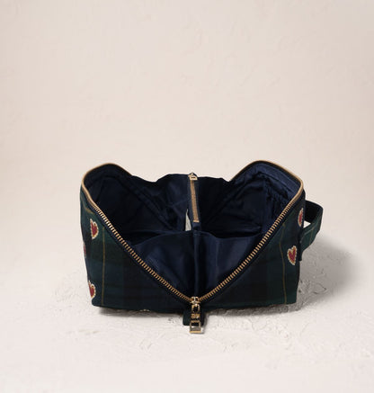 Love Hearts Tartan Open Flat Makeup Bag