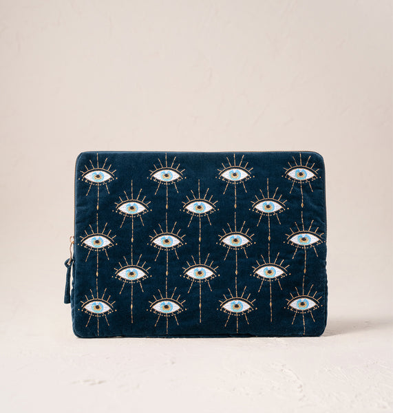 人気急上昇【Elizabeth Scarlett】Mystical Eye Wash Bag Elizabeth Scarlett Mystical Eye Ink Blue Velvet Wash Bag