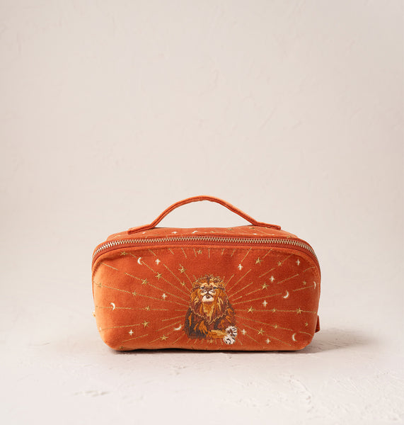 【Elizabeth Scarlett】オープン フラット メイクポーチ 刺繍 Elizabeth Scarlett Green Shell Embroidered Open Flat Make Up Bag