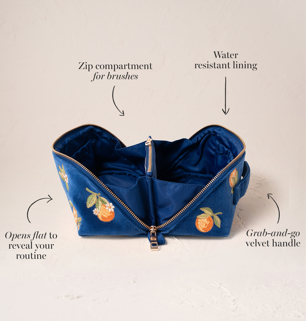 Orange Blossom Open Flat Makeup Bag Elizabeth Scarlett