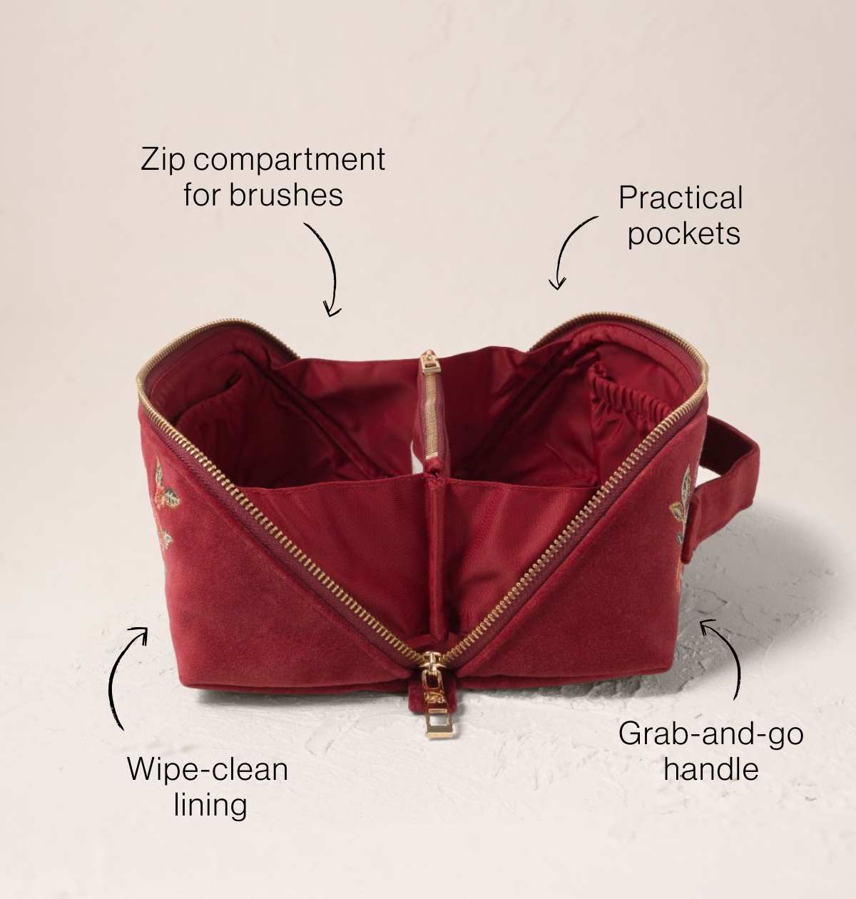 Camellia Romance Open Flat Makeup Bag