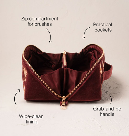 Golden Pomegranate Open Flat Makeup Bag