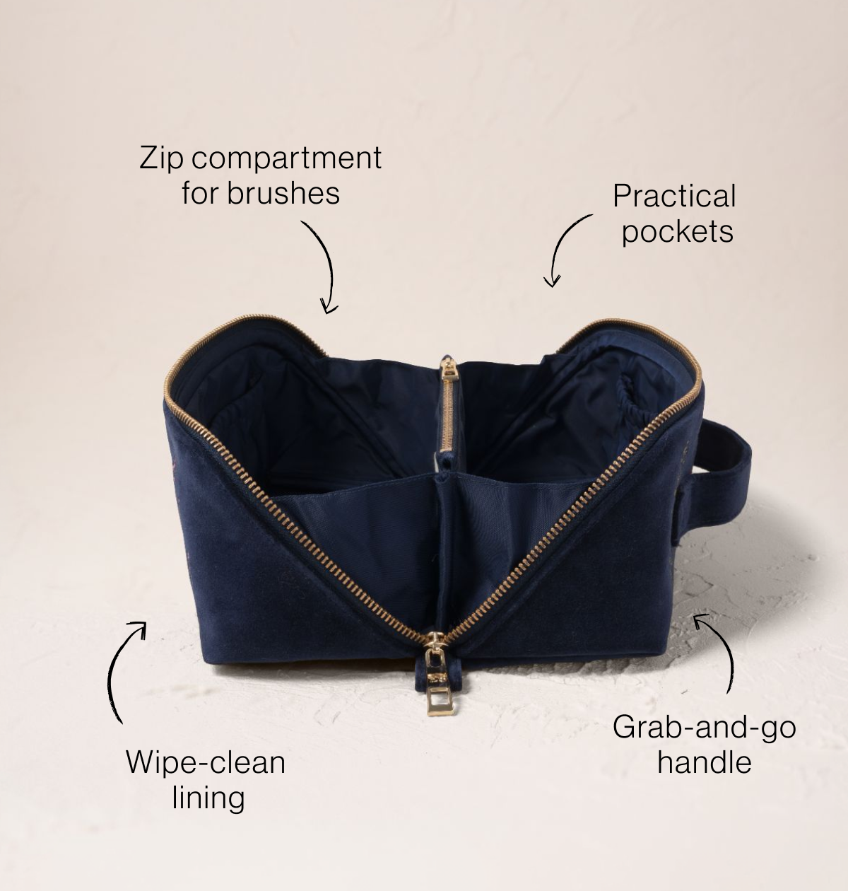 Botanical Elephant Velvet Open Flat Makeup Bag