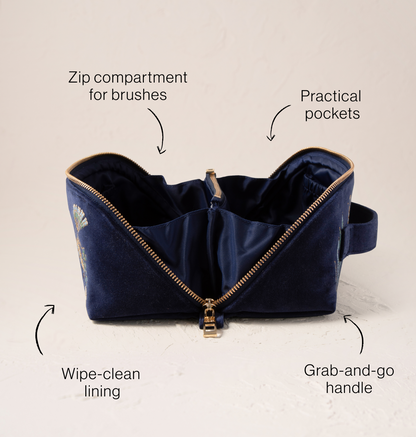 World Ocean Velvet Open Flat Makeup Bag