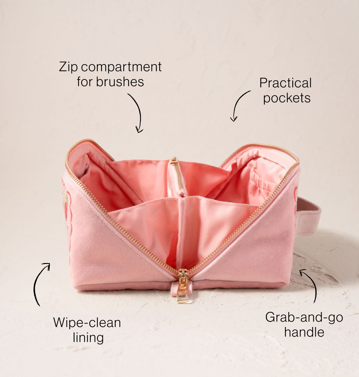 Strawberries Open Flat Makeup Bag