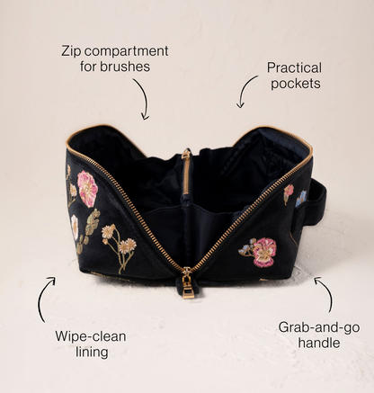 Pressed Flowers Open Flat Makeup Bag