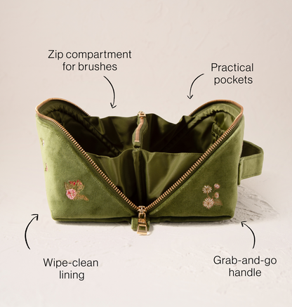 Wildflower Alphabet Open Flat Makeup Bag