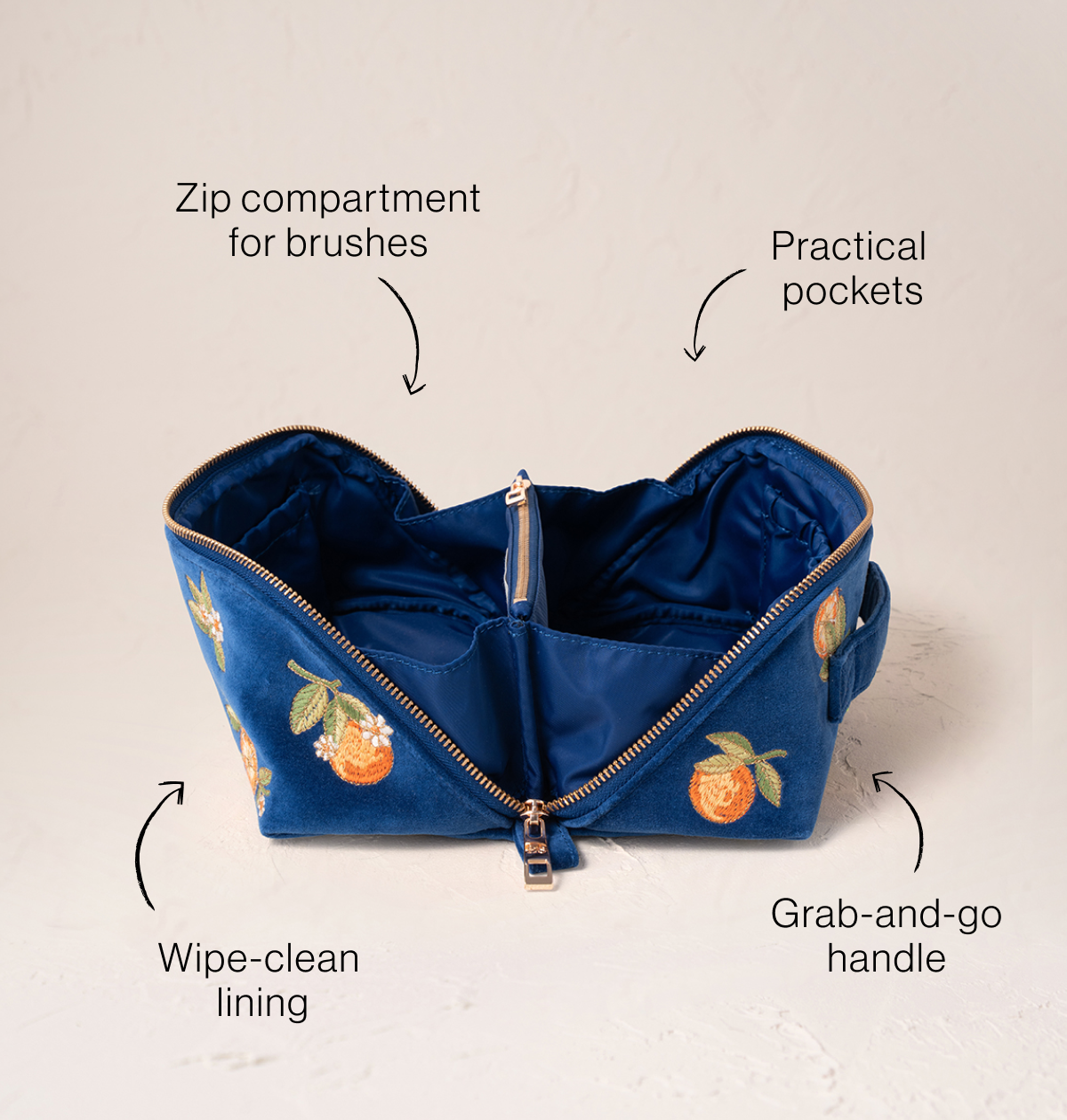 Orange Blossom Open Flat Makeup Bag