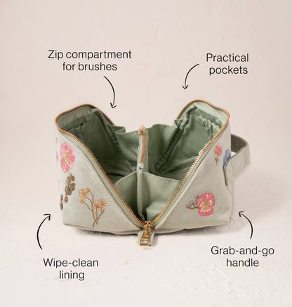 Pressed Flowers Open Flat Makeup Bag