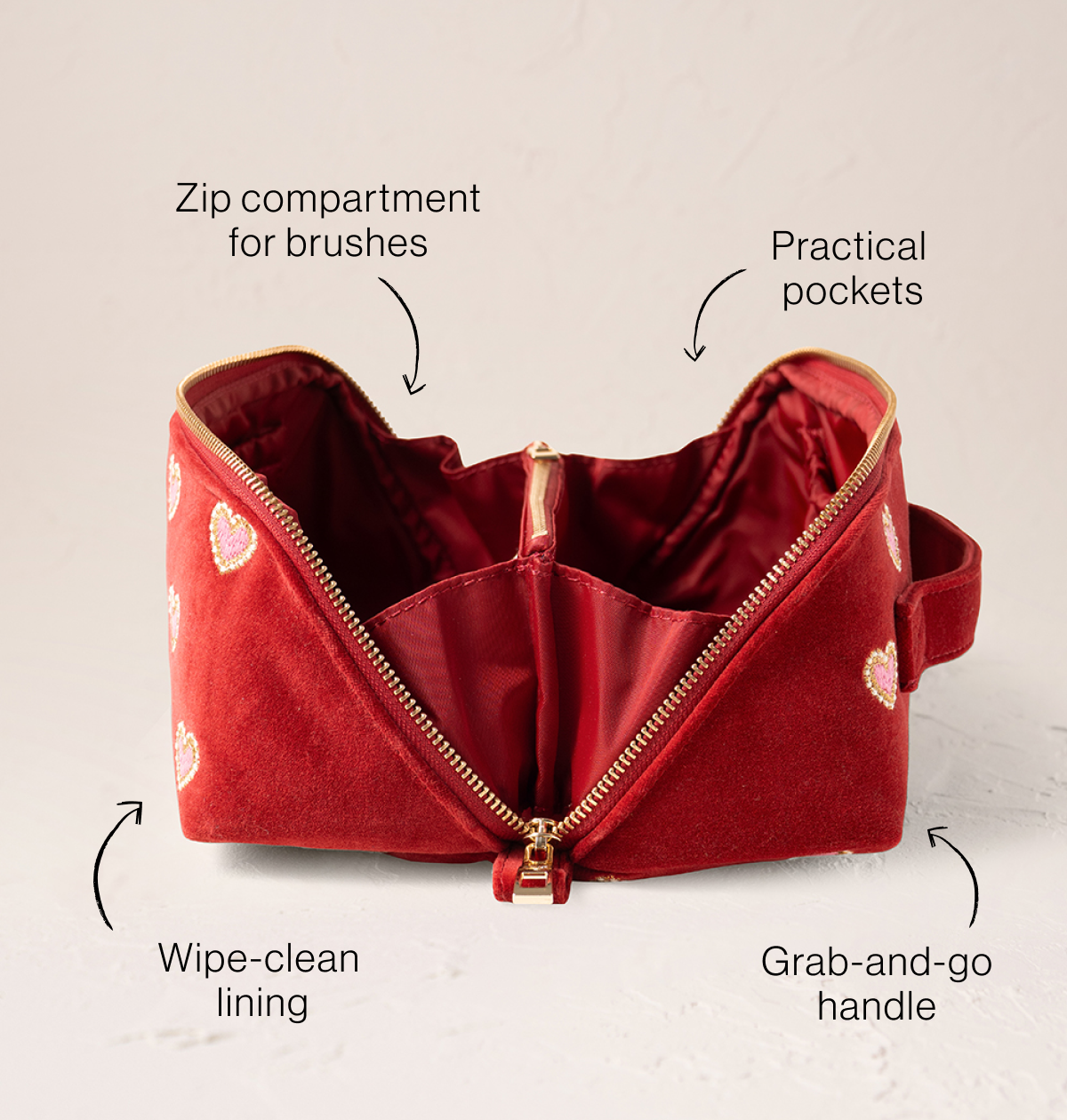 Love Hearts Open Flat Makeup Bag