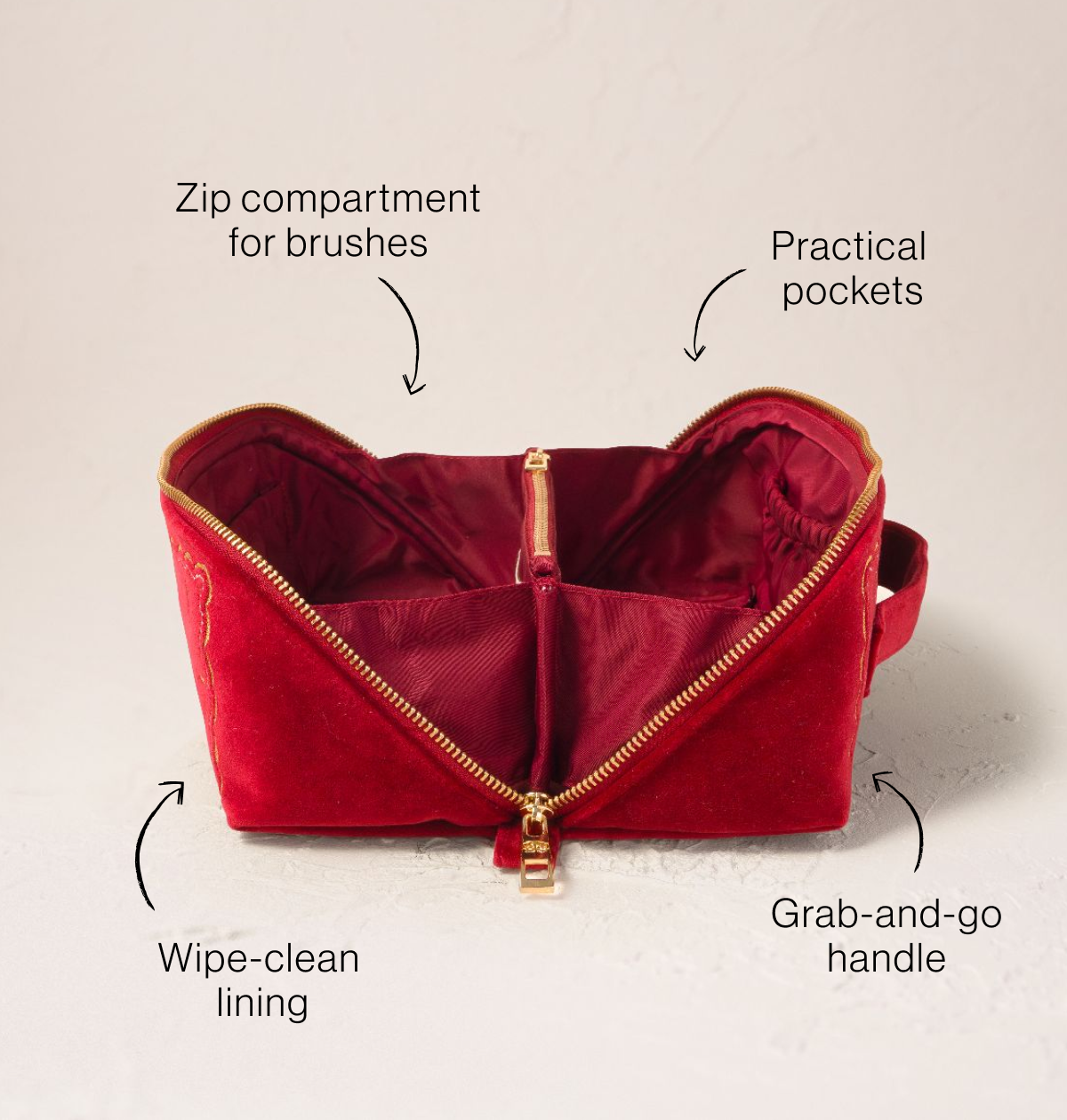 Riviera Fish Velvet Open Flat Makeup Bag