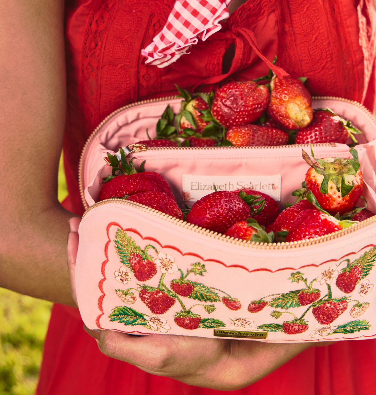Strawberries Open Flat Makeup Bag