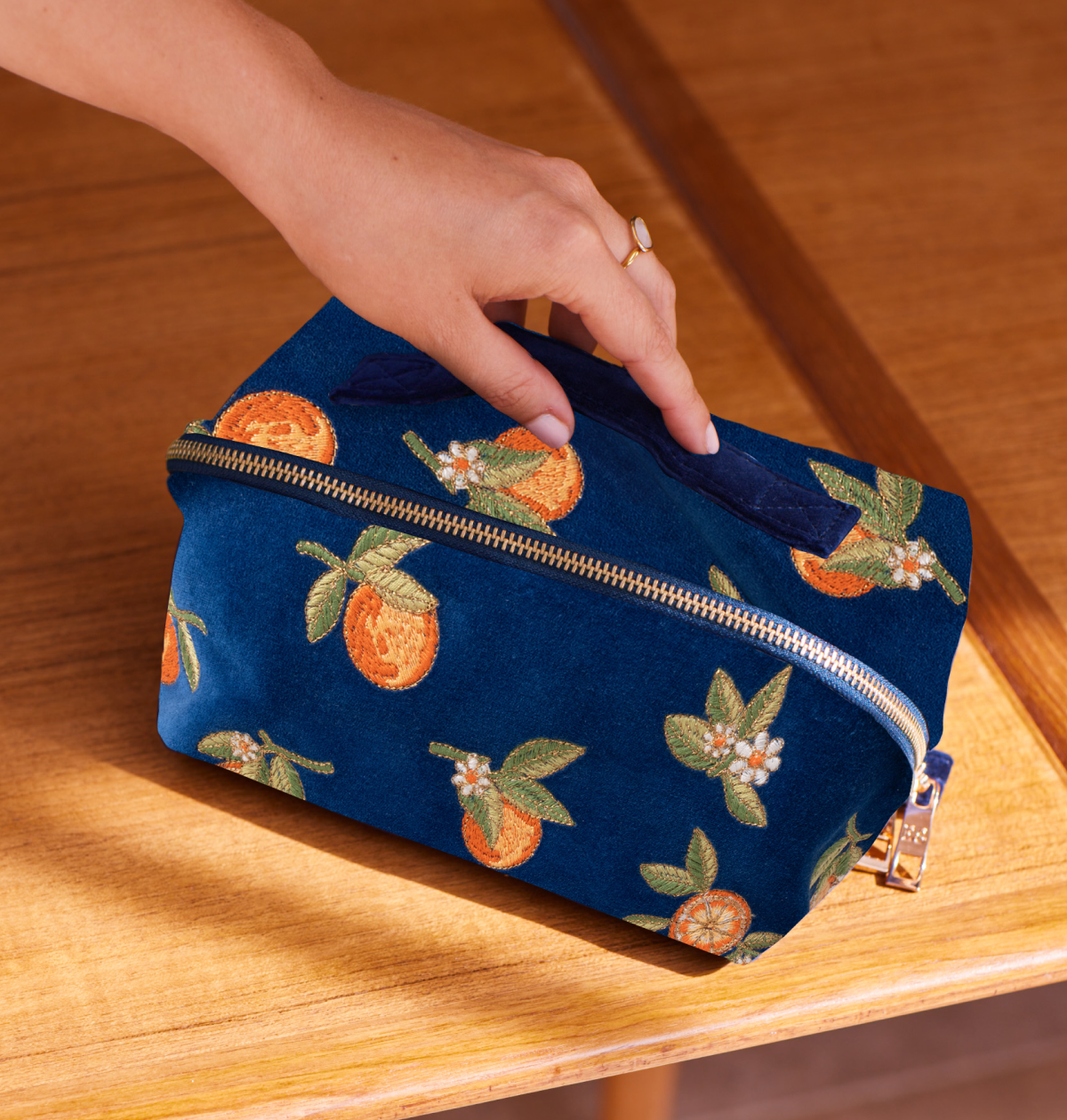 Orange Blossom Open Flat Makeup Bag