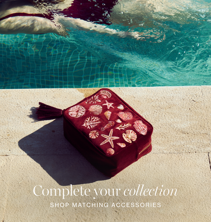 Ocean Treasures Velvet Open Flat Makeup Bag