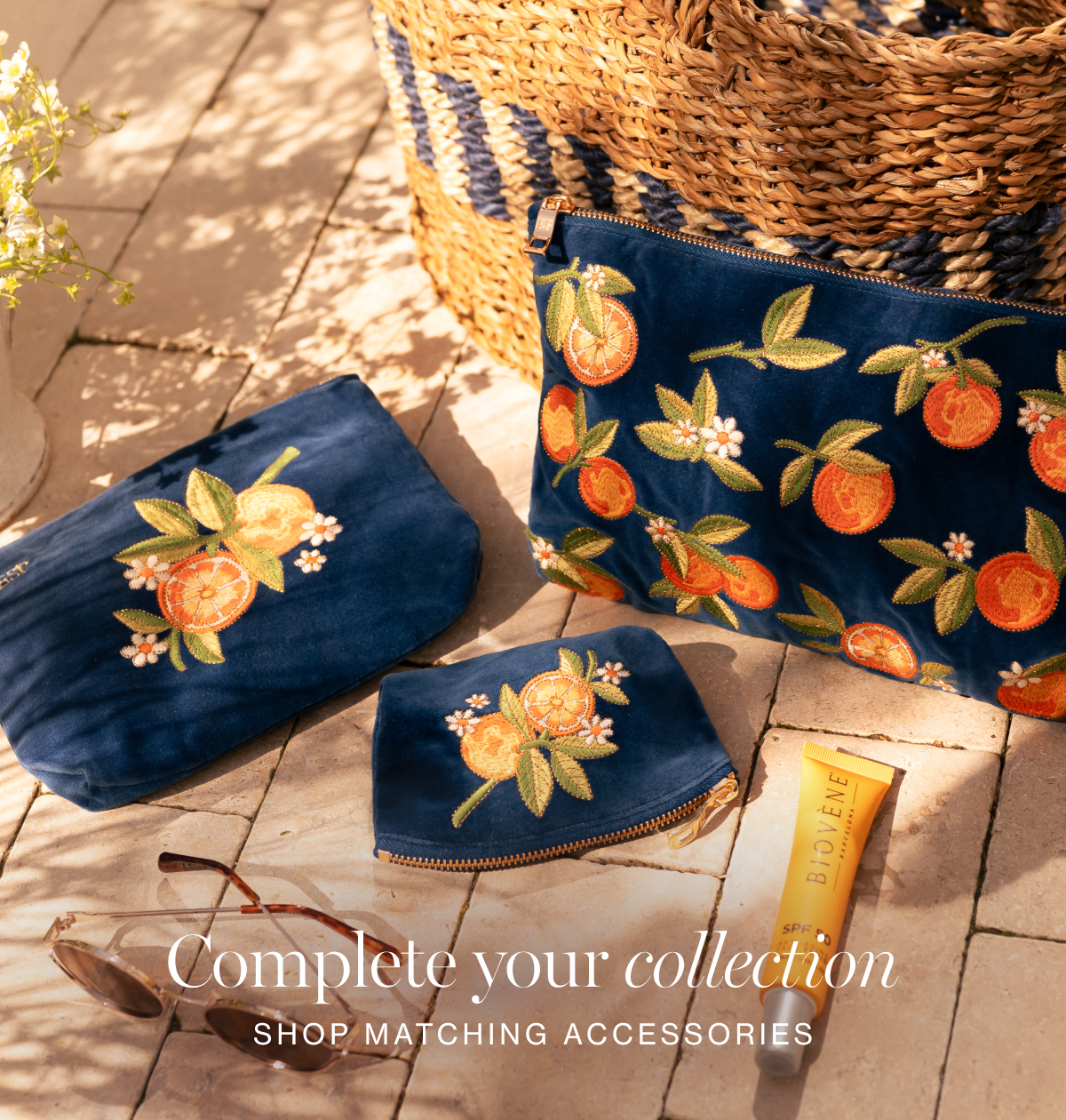 Orange Blossom Open Flat Makeup Bag