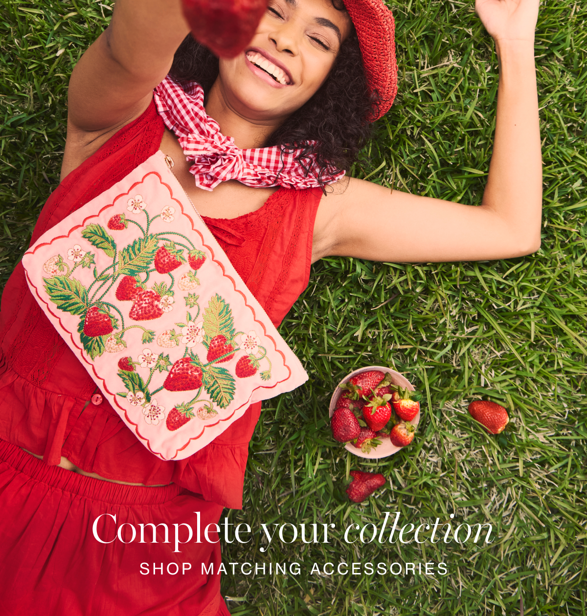 Strawberries Open Flat Makeup Bag