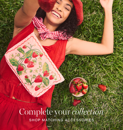 Strawberries Open Flat Makeup Bag