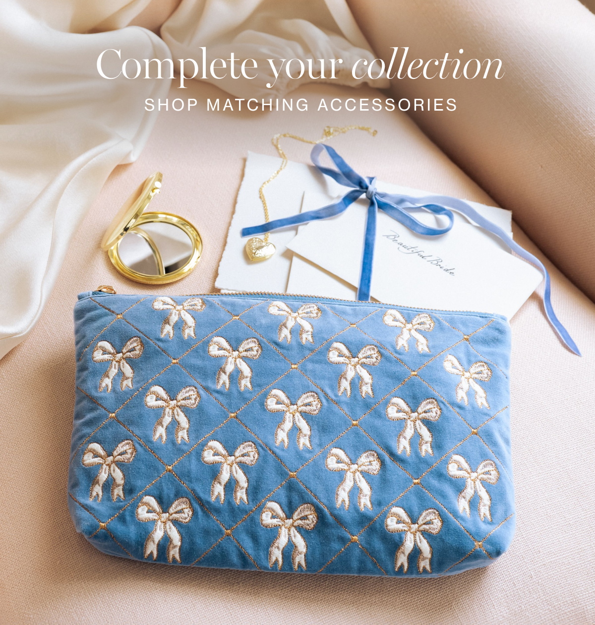 Lattice Bows Open Flat Makeup Bag