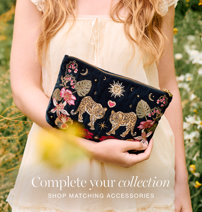 Celestial Leopard Velvet Open Flat Makeup Bag
