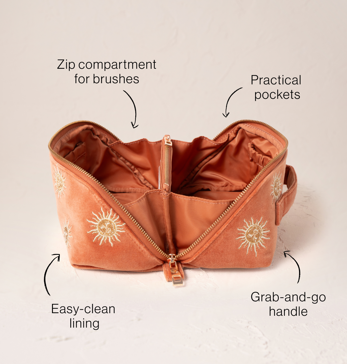 Sun Goddess Open Flat Makeup Bag