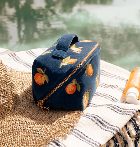 Orange Blossom Open Flat Makeup Bag