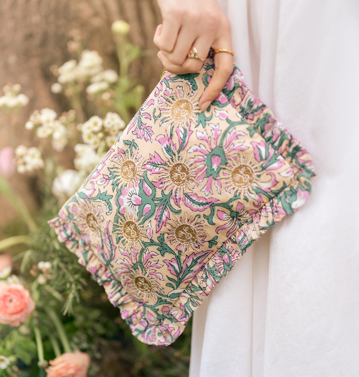 Sun Goddess Cotton Rebirth Frill Pouch – Elizabeth Scarlett Sun Goddess Cotton Rebirth Frill Pouch – Elizabeth Scarlett