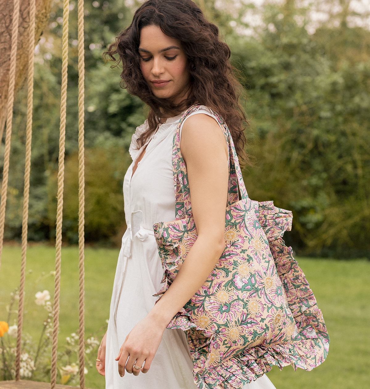 Sun Goddess Cotton Rebirth Frill Tote