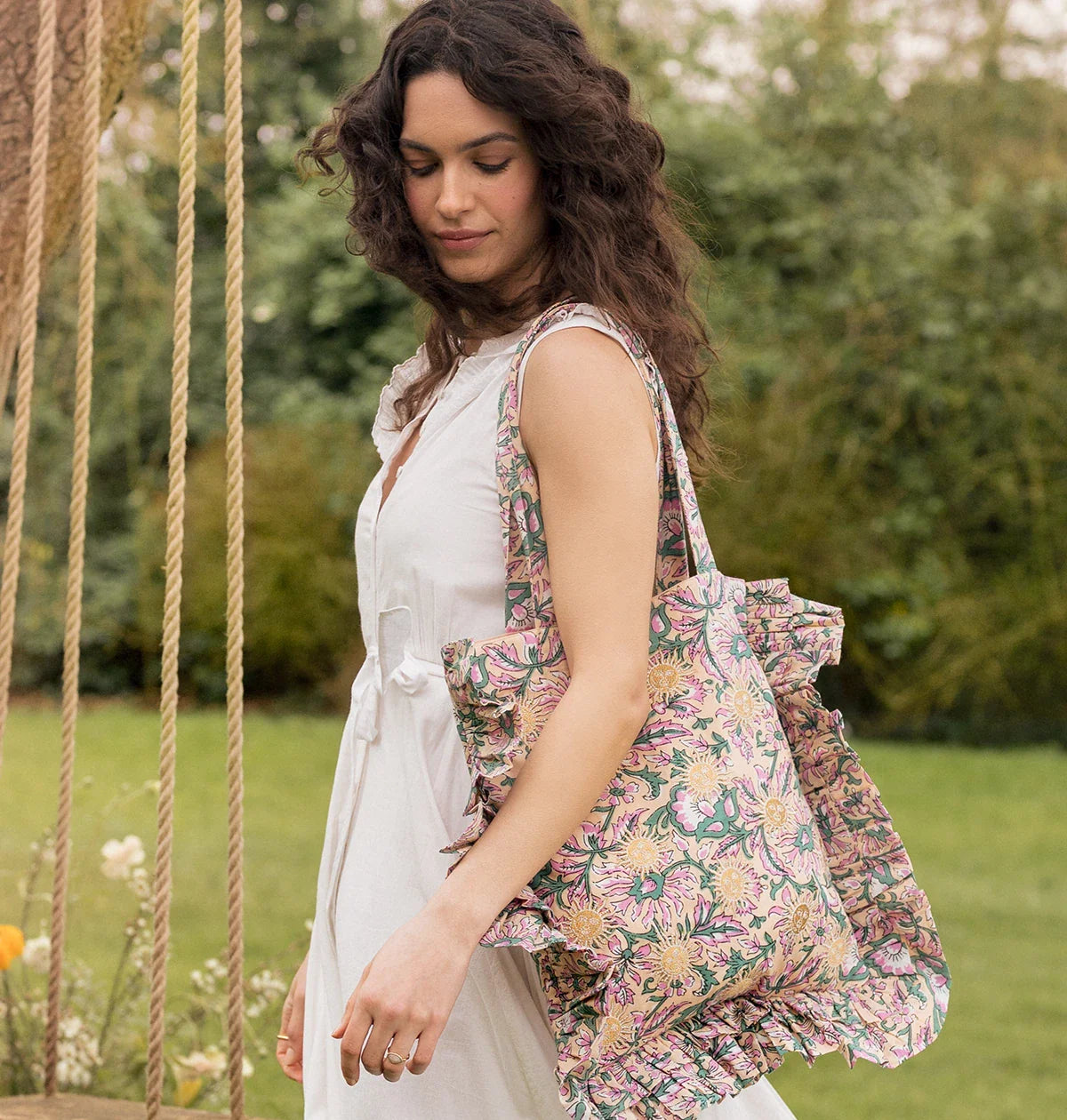 Sun Goddess Cotton Rebirth Frill Tote