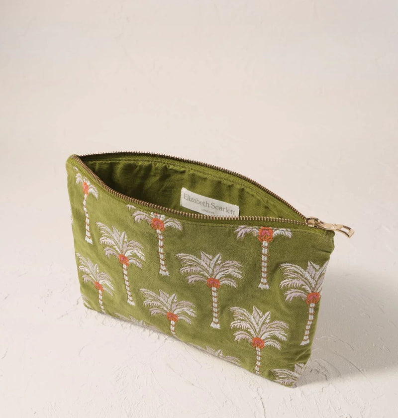 Palms Velvet Everyday Pouch in Pistachio | Elizabeth Scarlett