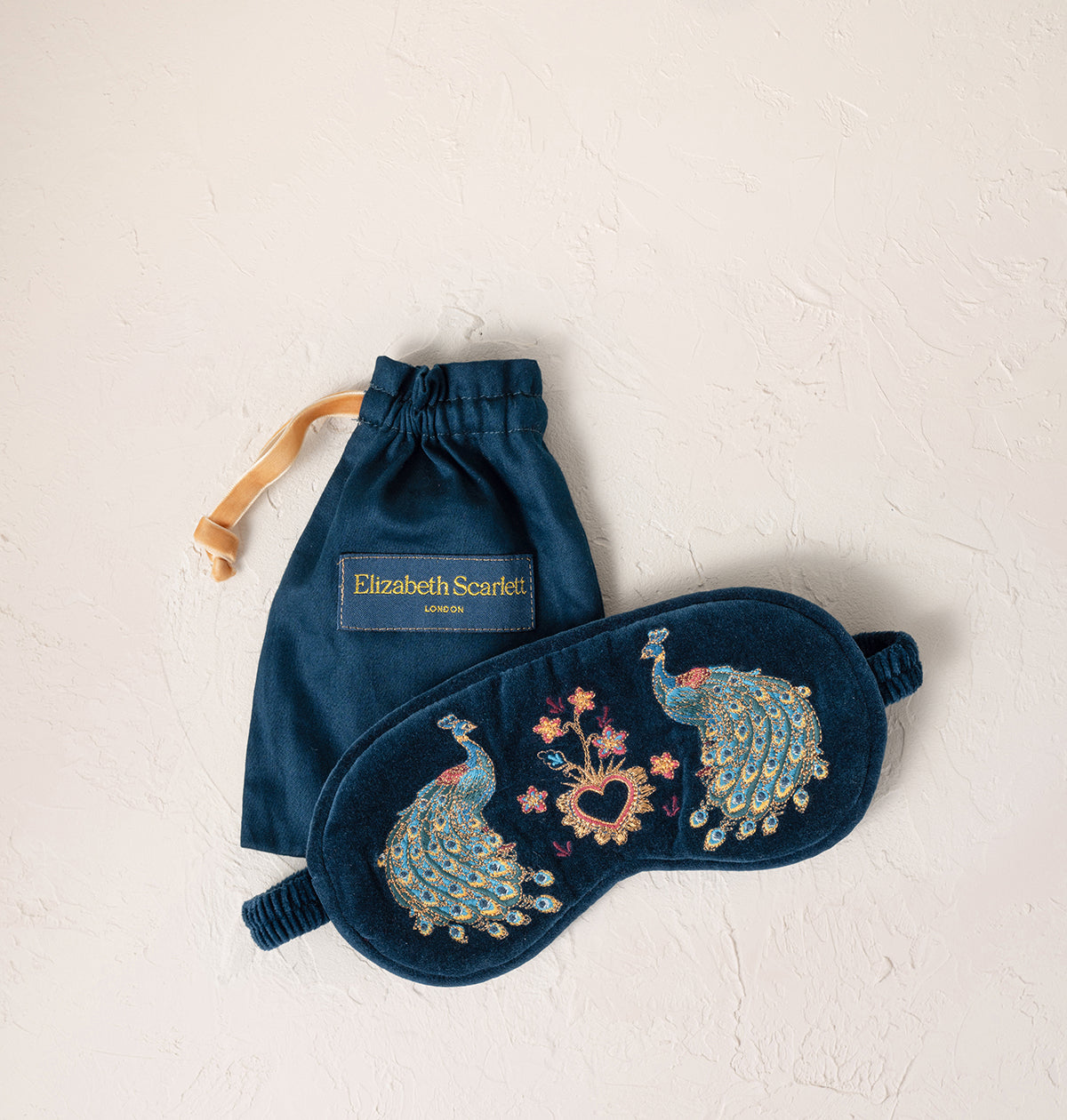 Elizabeth Scarlett×FORTNUM MASON☆Peacock ポーチ【UK発】 Elizabeth Scarlett x Fortnum Mason Velvet Pouch & Dust Bag