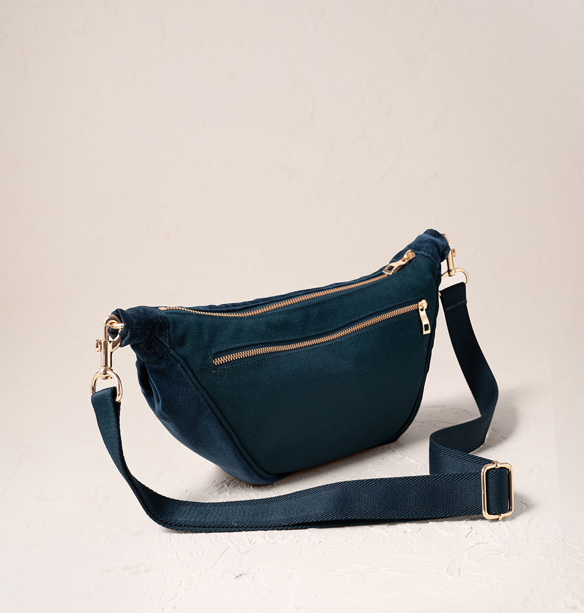 Peacock Floral Velvet Crossbody Sling Bag