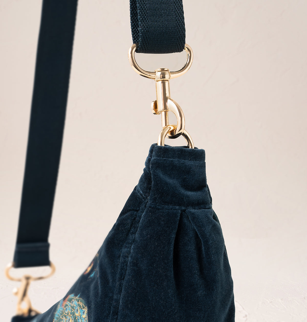 Peacock Floral Velvet Crossbody Sling Bag
