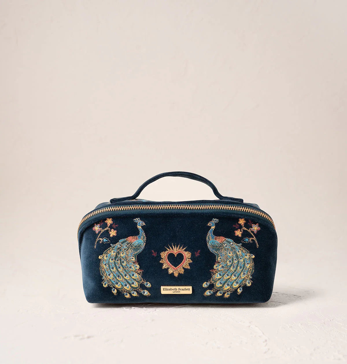 Peacock Floral Open Flat Makeup Bag