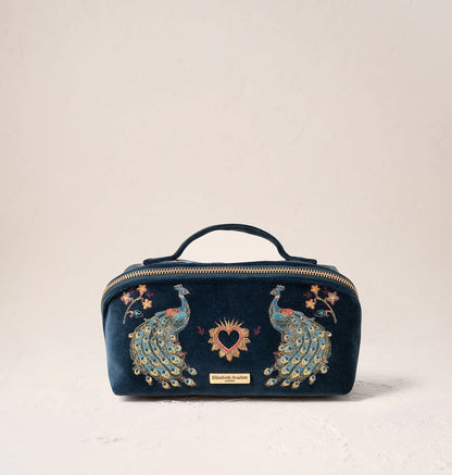 Peacock Floral Open Flat Makeup Bag