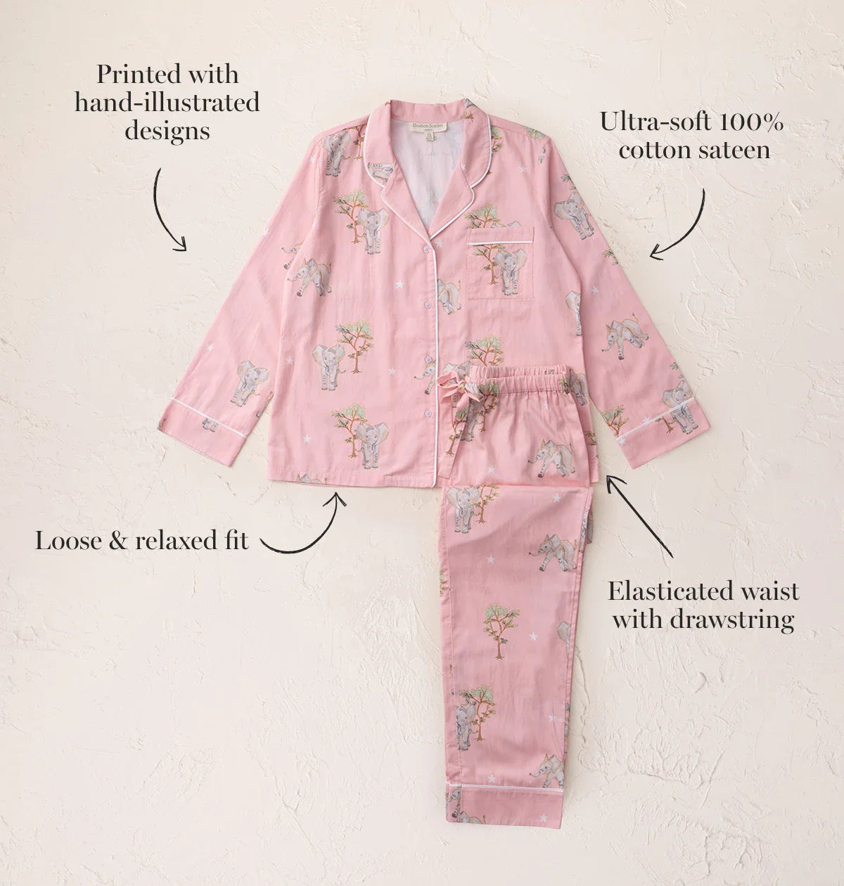 Cotton Sateen Elephant Pyjamas