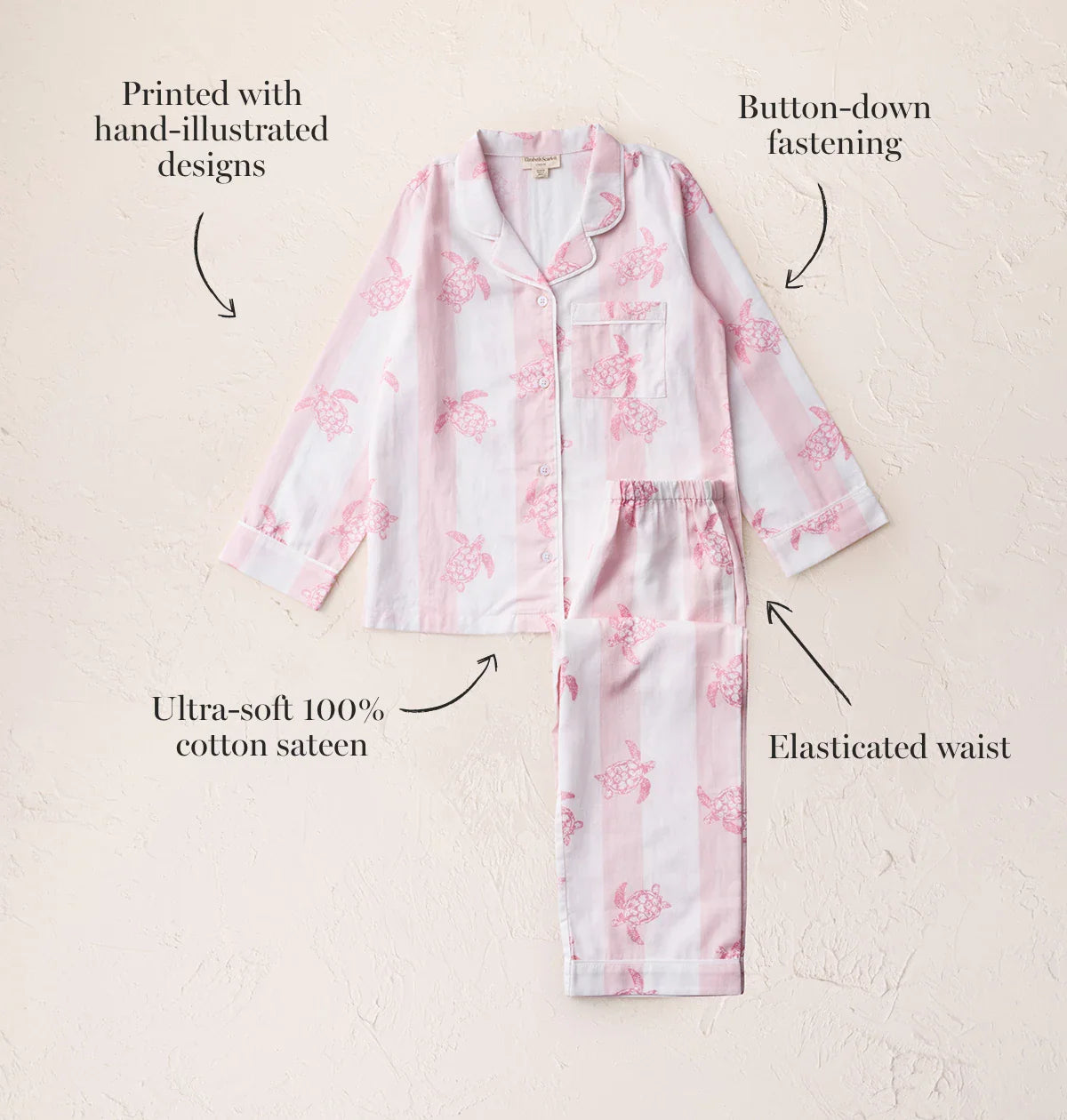 Kids' Cotton Sateen Turtle Pyjamas
