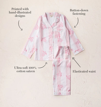 Kids' Cotton Sateen Turtle Pyjamas