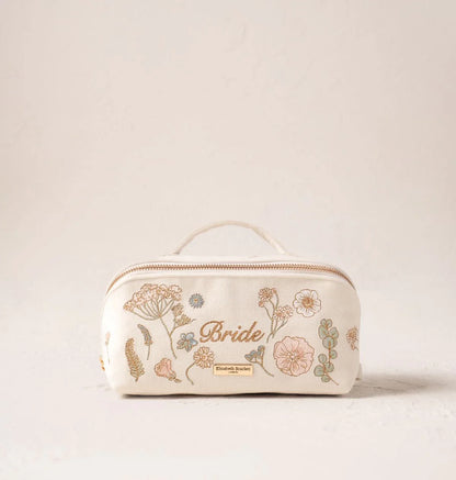 Pressed Flowers Bride Open Flat Makeup Bag