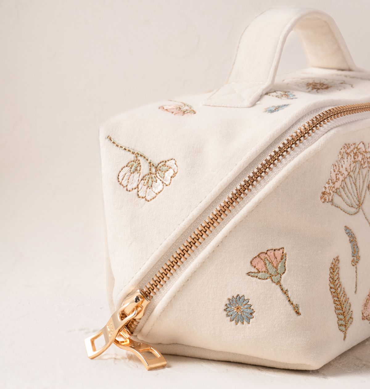 Pressed Flowers Bride Open Flat Makeup Bag