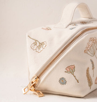 Pressed Flowers Bride Open Flat Makeup Bag