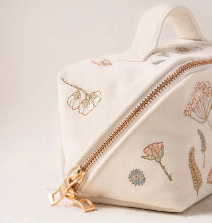 Pressed Flowers Bride Open Flat Makeup Bag