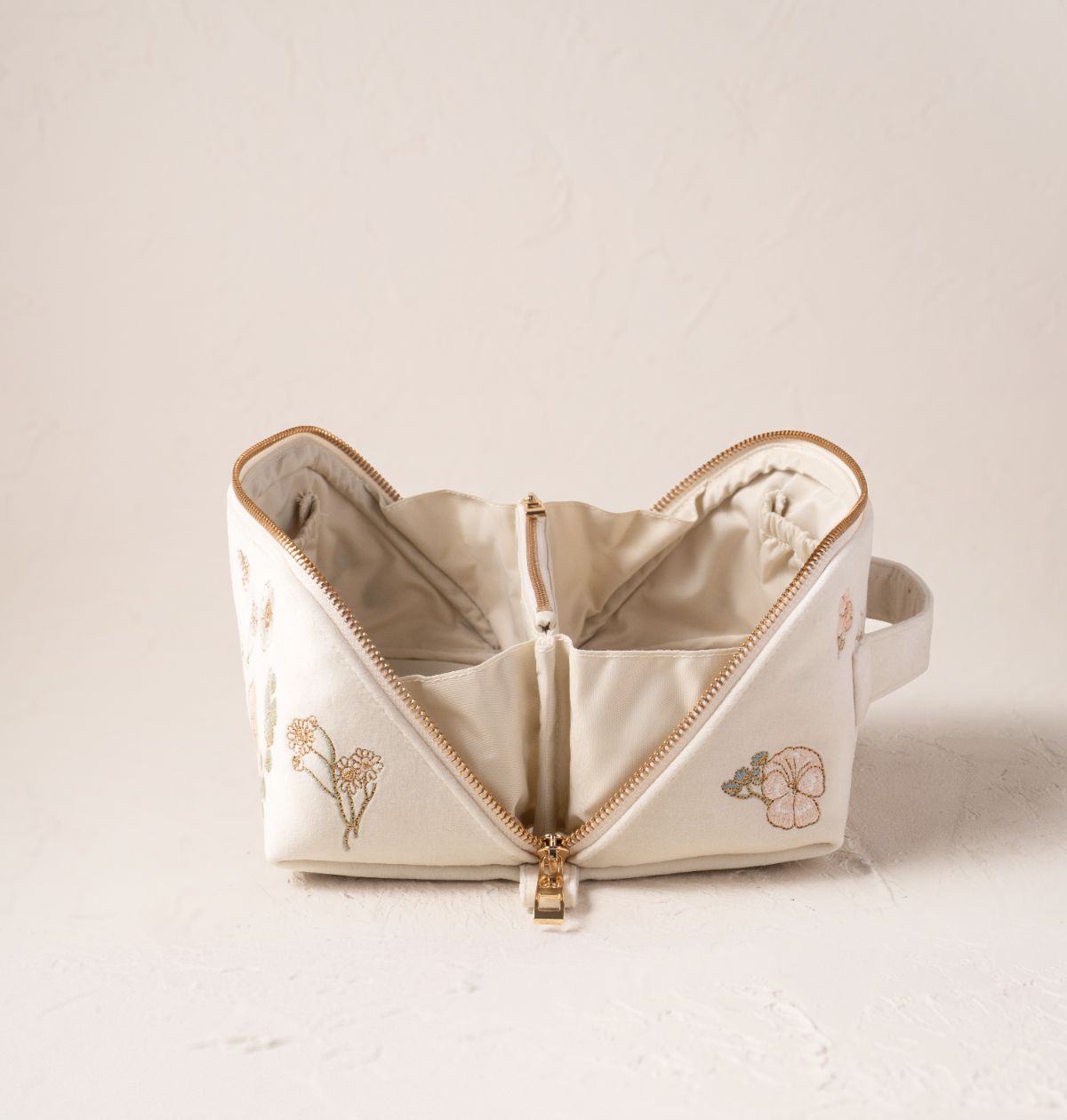 Pressed Flowers Bride Open Flat Makeup Bag