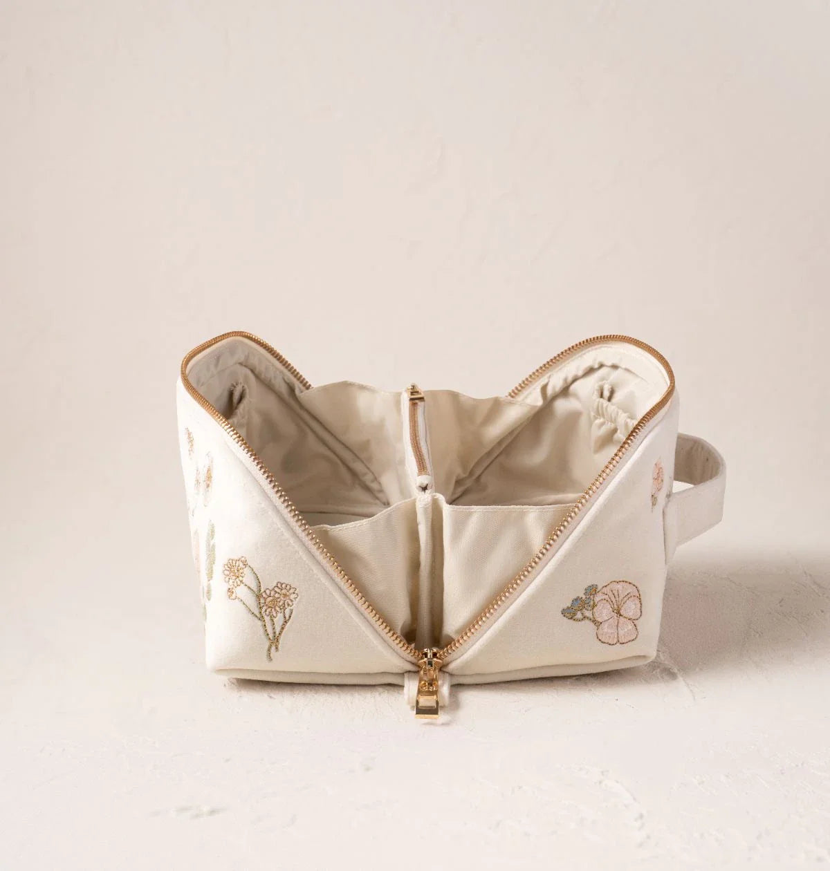 Pressed Flowers Bride Open Flat Makeup Bag